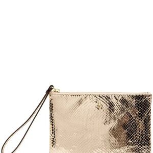Frances Valentine Gold Snakeskin Wristlet Clutch